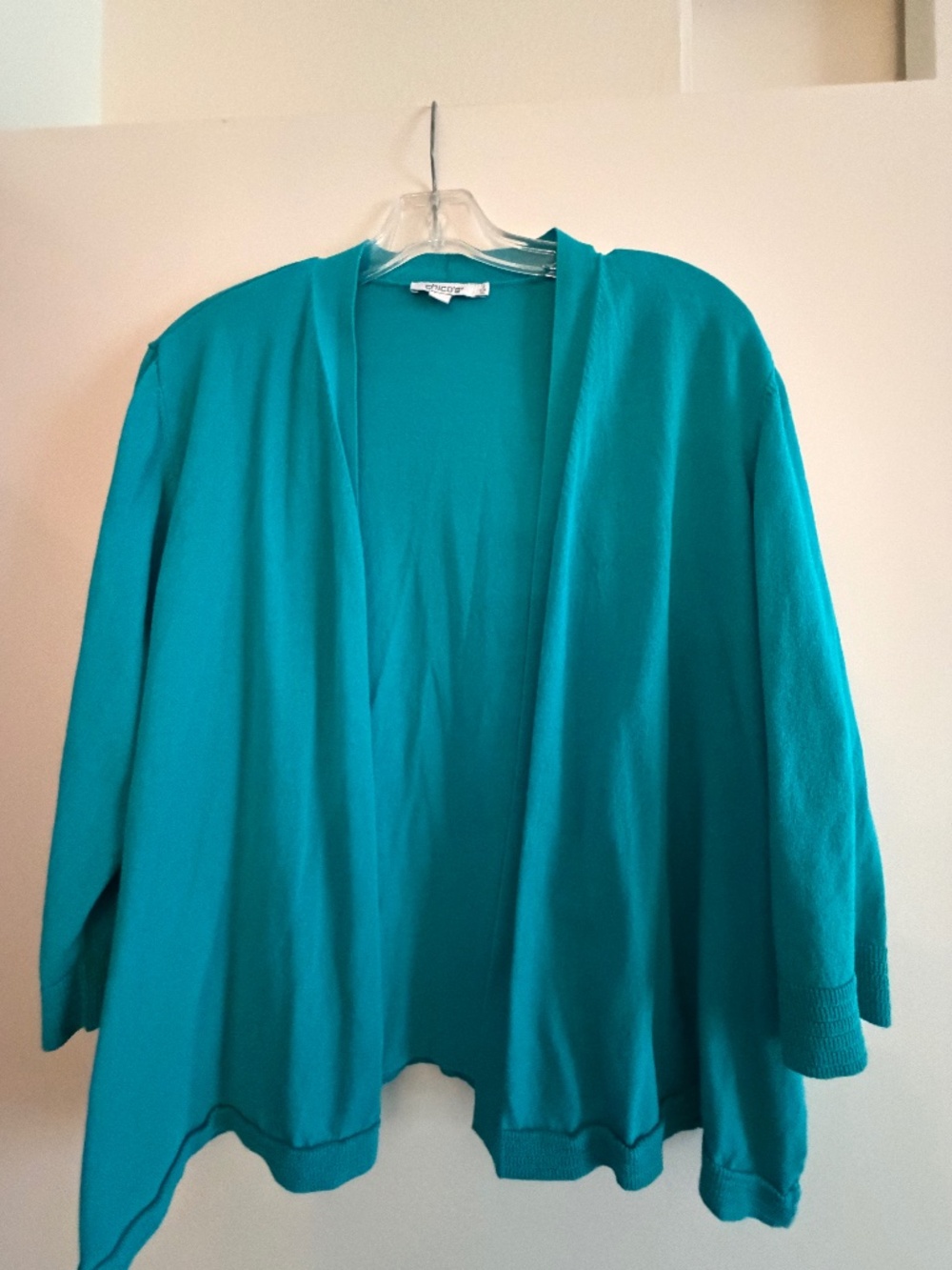 💎 Chico’s Teal Open‑Front Knit Cardigan – Size 3 (U.S. XL)